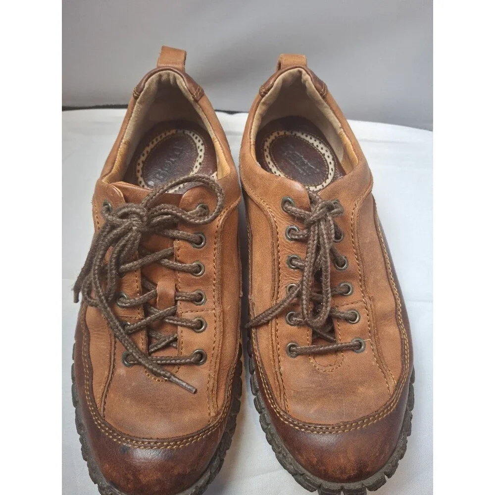 BORN Men's Brown Leather Casual Comfort Oxfords Lace Up Shoes Size 8